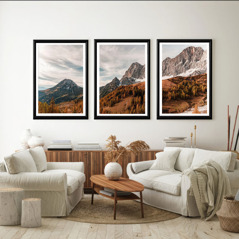 LuxuryStroke's Mountain Landscape Artwork, Nature Painting Landscapeand Acrylic Landscape Painting - Aesthetic Landscape Paintings - Mountain & Snow - Set of 3