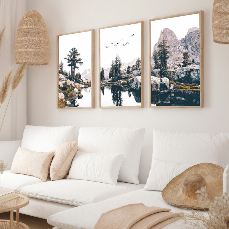 LuxuryStroke's Nature Painting Landscape, Beautiful Landscape Artand Landscape Painting Artwork - Landscape Art - Paintings Of Flowing Waters And Verdant Trees - Set of 3