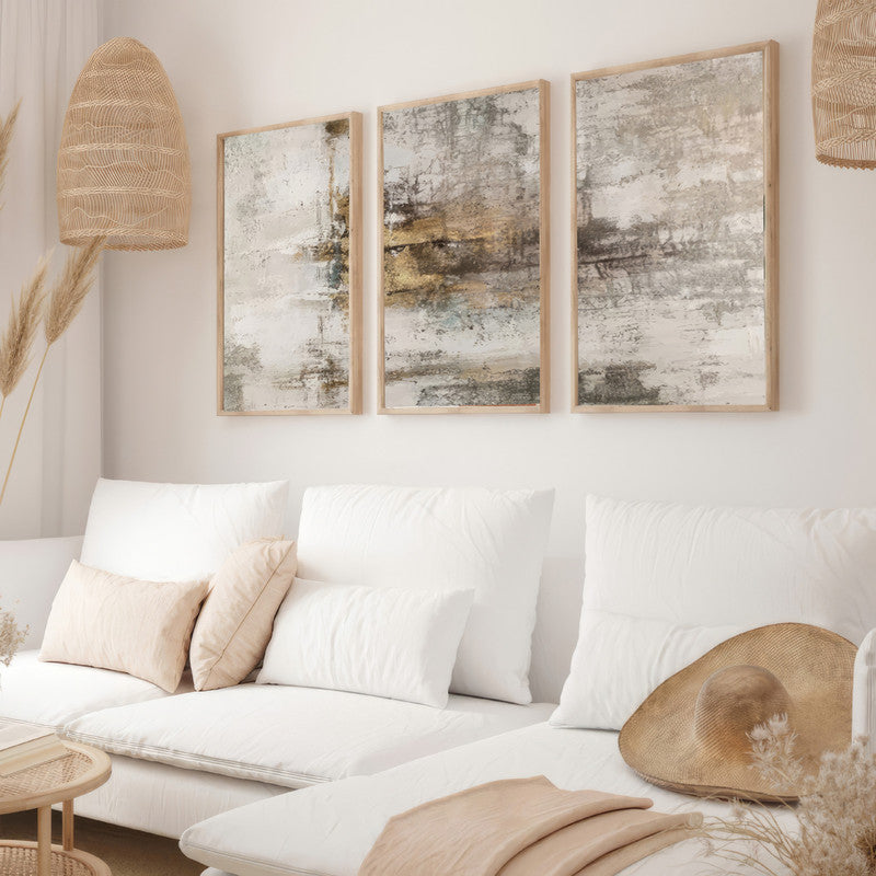 LuxuryStroke's Contemporary Abstract Art, Abstract Acrylic Portraitand Abstract Acrylic Art - Abstract Art - Playful Browns - Set Of 3 Paintings