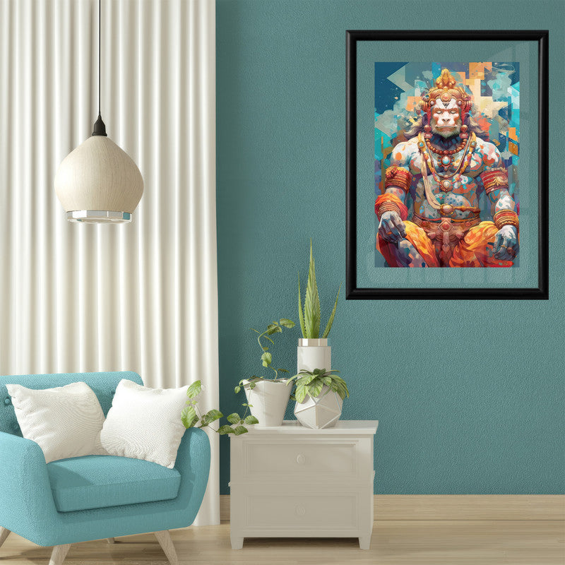 LuxuryStroke's Hanuman Ji Paintings, Spiritual Paintingsand God Hanuman Ji Painting - Hanuman's Divine Aura: Abstract Spiritual Artistry