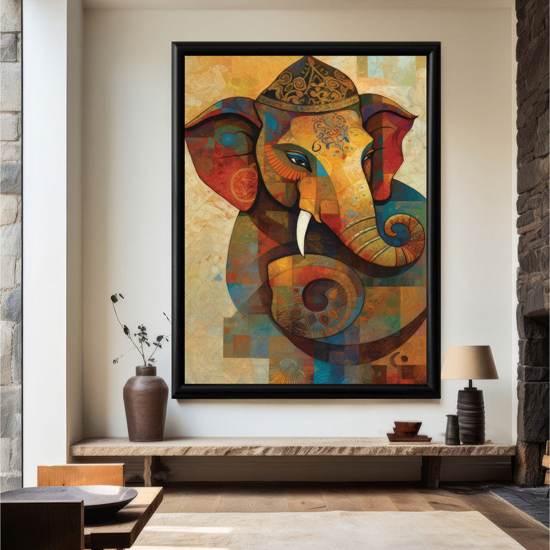 LuxuryStroke's Acrylic Ganesha Painting, Creative Ganesha Paintingand Modern Art Of Ganpati - Ganesha Spiritual Masterpiece: Spiritual Art In Vibrant Hues