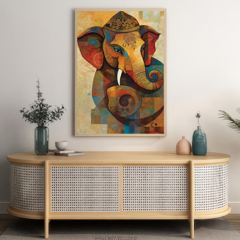 LuxuryStroke's Acrylic Ganesha Painting, Creative Ganesha Paintingand Modern Art Of Ganpati - Ganesha Spiritual Masterpiece: Spiritual Art In Vibrant Hues