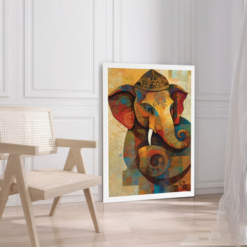 LuxuryStroke's Acrylic Ganesha Painting, Creative Ganesha Paintingand Modern Art Of Ganpati - Ganesha Spiritual Masterpiece: Spiritual Art In Vibrant Hues