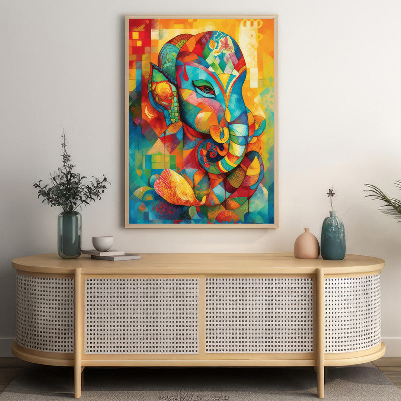 LuxuryStroke's Acrylic Ganesha Painting, Creative Ganesha Paintingand Modern Art Of Ganpati - Ganesha Art Masterpiece: Spiritual Art In Vibrant Hues