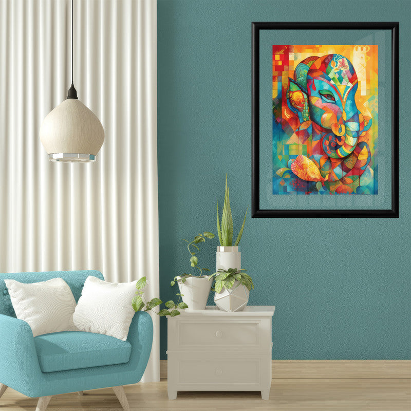 LuxuryStroke's Acrylic Ganesha Painting, Creative Ganesha Paintingand Modern Art Of Ganpati - Ganesha Art Masterpiece: Spiritual Art In Vibrant Hues