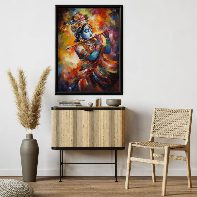 LuxuryStroke's Krishna Art Painting, Radha Krishna Abstract Paintingand Abstract Painting Of Radha Krishna - Krishna Spiritual Masterpiece: Spiritual Art In Vibrant Hues