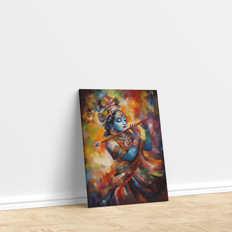 LuxuryStroke's Krishna Art Painting, Radha Krishna Abstract Paintingand Abstract Painting Of Radha Krishna - Krishna Spiritual Masterpiece: Spiritual Art In Vibrant Hues