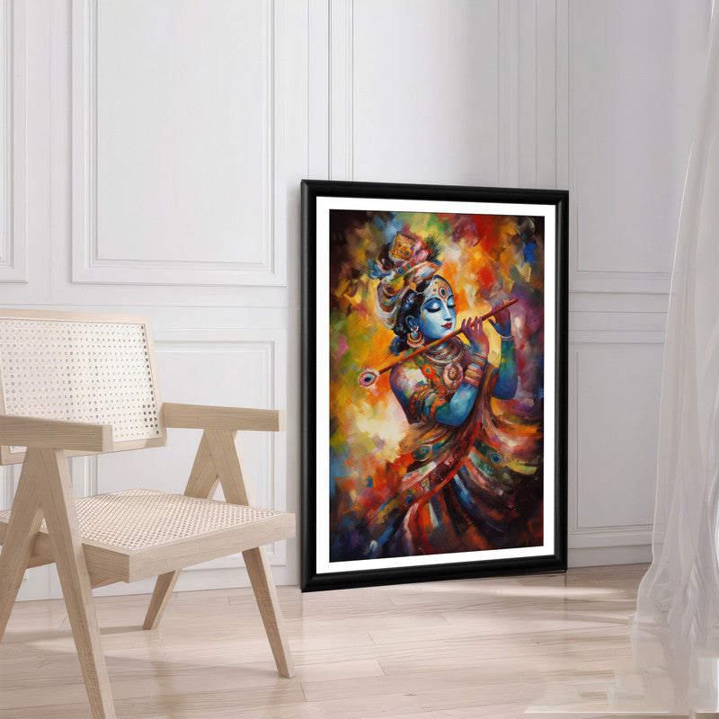 LuxuryStroke's Krishna Art Painting, Radha Krishna Abstract Paintingand Abstract Painting Of Radha Krishna - Krishna Spiritual Masterpiece: Spiritual Art In Vibrant Hues