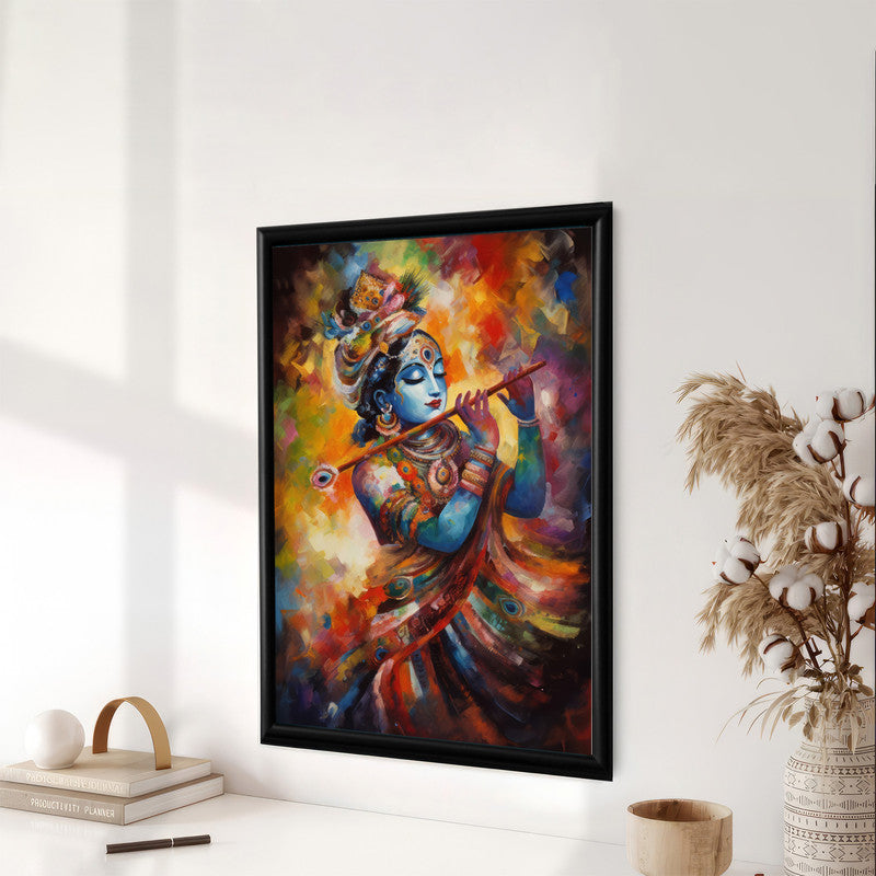 LuxuryStroke's Krishna Art Painting, Radha Krishna Abstract Paintingand Abstract Painting Of Radha Krishna - Krishna Spiritual Masterpiece: Spiritual Art In Vibrant Hues