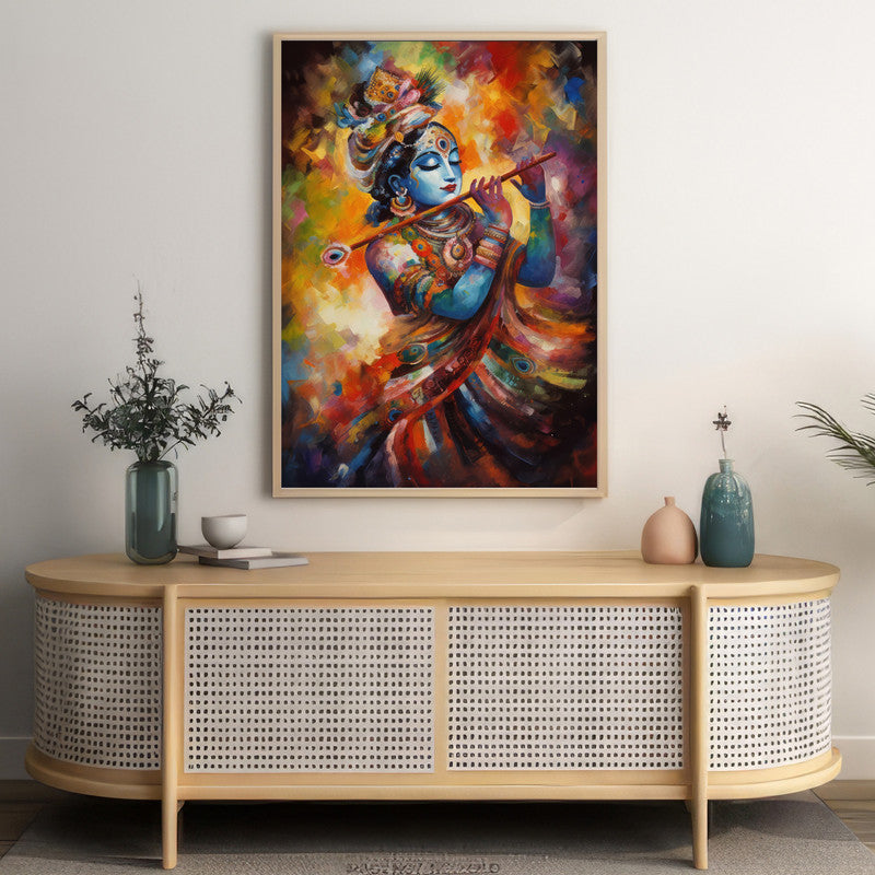 LuxuryStroke's Krishna Art Painting, Radha Krishna Abstract Paintingand Abstract Painting Of Radha Krishna - Krishna Spiritual Masterpiece: Spiritual Art In Vibrant Hues