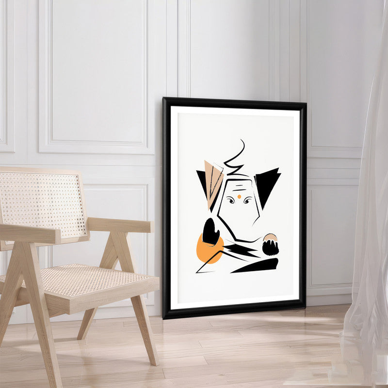 LuxuryStroke's Abstract Ganesha Doodle Art, Ganeshji Line Artand Ganesh Line Art - Minimalistic Grace: Ganesha's Spiritual Artistry