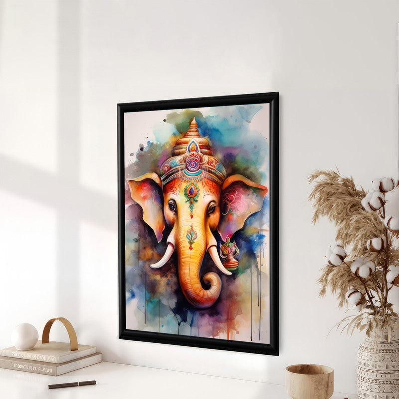 LuxuryStroke's Creative Ganesha Painting, Modern Art Of Ganpatiand Modern Ganesha Acrylic Painting - Ganesha Art Masterpiece: Spiritual Art In Vibrant Hues
