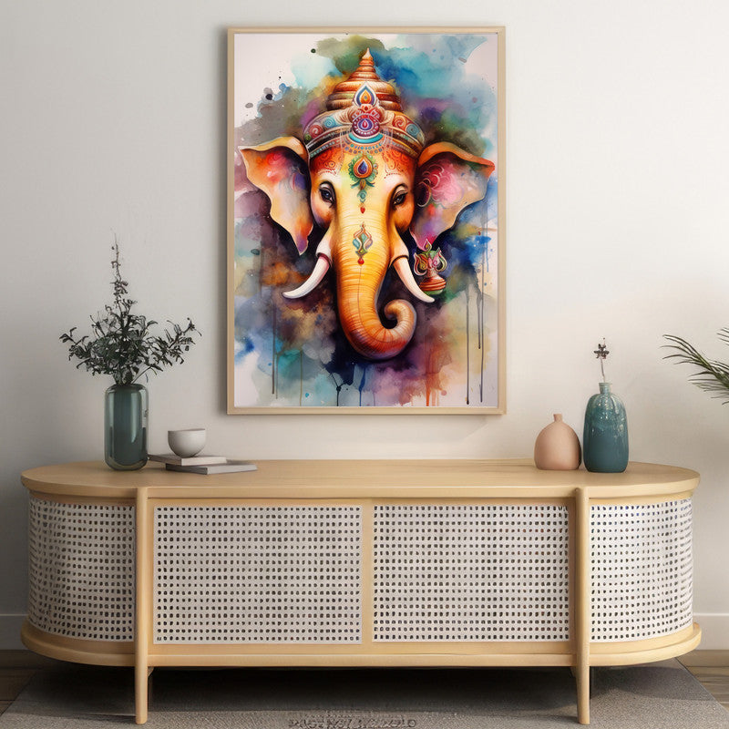 LuxuryStroke's Creative Ganesha Painting, Modern Art Of Ganpatiand Modern Ganesha Acrylic Painting - Ganesha Art Masterpiece: Spiritual Art In Vibrant Hues