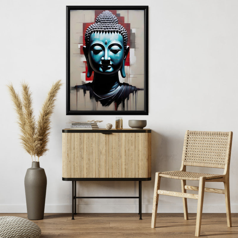 LuxuryStroke's Buddha Face Painting, Buddha Face Acrylic Paintingand Buddha Paintings For Living Room - Buddha's Enlightened Serenity: Spiritual Artistry