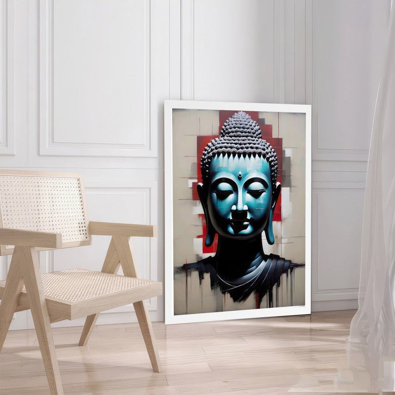 LuxuryStroke's Buddha Face Painting, Buddha Face Acrylic Paintingand Buddha Paintings For Living Room - Buddha's Enlightened Serenity: Spiritual Artistry