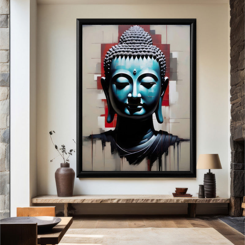 LuxuryStroke's Buddha Face Painting, Buddha Face Acrylic Paintingand Buddha Paintings For Living Room - Buddha's Enlightened Serenity: Spiritual Artistry