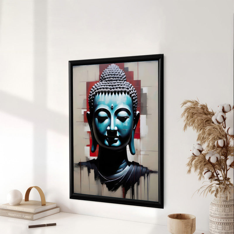 LuxuryStroke's Buddha Face Painting, Buddha Face Acrylic Paintingand Buddha Paintings For Living Room - Buddha's Enlightened Serenity: Spiritual Artistry