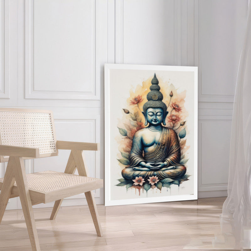 LuxuryStroke's Meditating Buddha Painting, Abstract Buddha Paintingand Acrylic Buddha Painting - Buddha's Divine Resonance: Spiritual Artistry