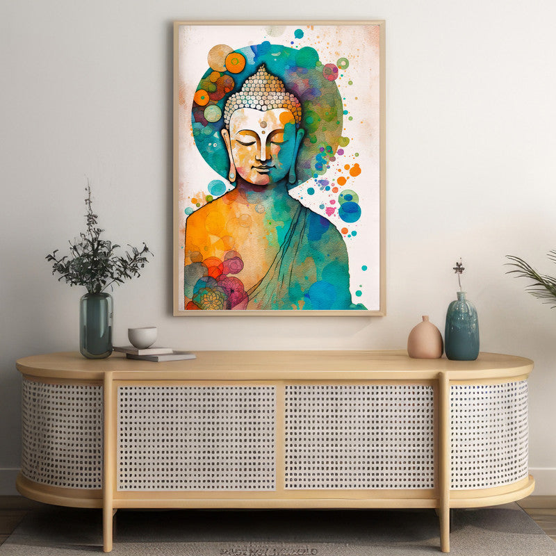 LuxuryStroke's Buddha Abstract Painting, Buddha Face Acrylic Paintingand Bhagwan Buddh Ki Painting - Contemporary Watercolour Buddha Painting