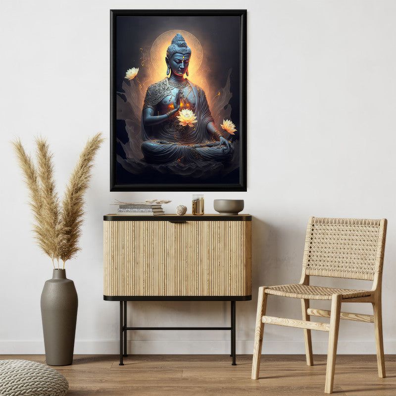 LuxuryStroke's Meditating Buddha Painting, Meditating Buddha Paintingand Acrylic Buddha Painting - Contemporary Buddha Painting