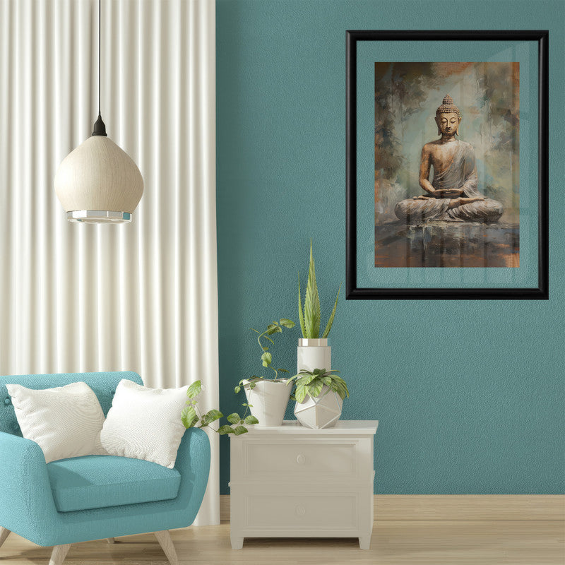 LuxuryStroke's Meditating Buddha Painting, Acrylic Buddha Paintingand Buddha Abstract Painting - Contemporary Buddha Painting
