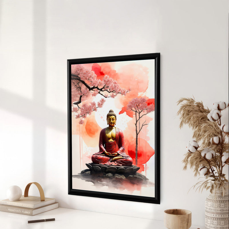 LuxuryStroke's Meditating Buddha Painting, Buddha Face Acrylic Paintingand Buddha Face Painting - Contemporary Buddha Painting