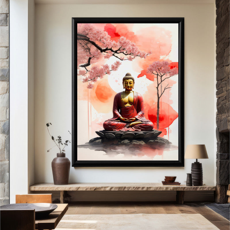 LuxuryStroke's Meditating Buddha Painting, Buddha Face Acrylic Paintingand Buddha Face Painting - Contemporary Buddha Painting