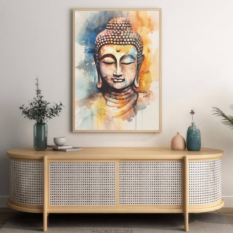 LuxuryStroke's Buddha Face Painting, Buddha Face Acrylic Paintingand Abstract Painting Buddha - Contemporary Watercolour Buddha Painting