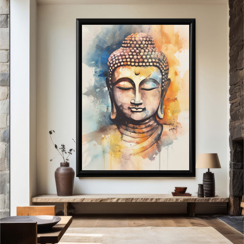 LuxuryStroke's Buddha Face Painting, Buddha Face Acrylic Paintingand Abstract Painting Buddha - Contemporary Watercolour Buddha Painting