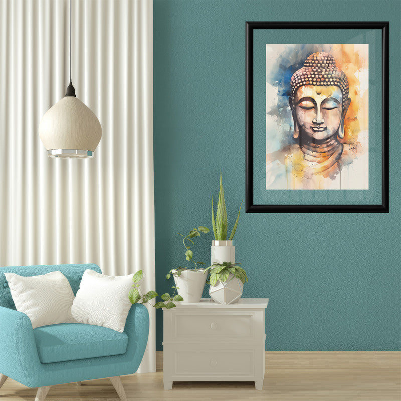 LuxuryStroke's Buddha Face Painting, Buddha Face Acrylic Paintingand Abstract Painting Buddha - Contemporary Watercolour Buddha Painting