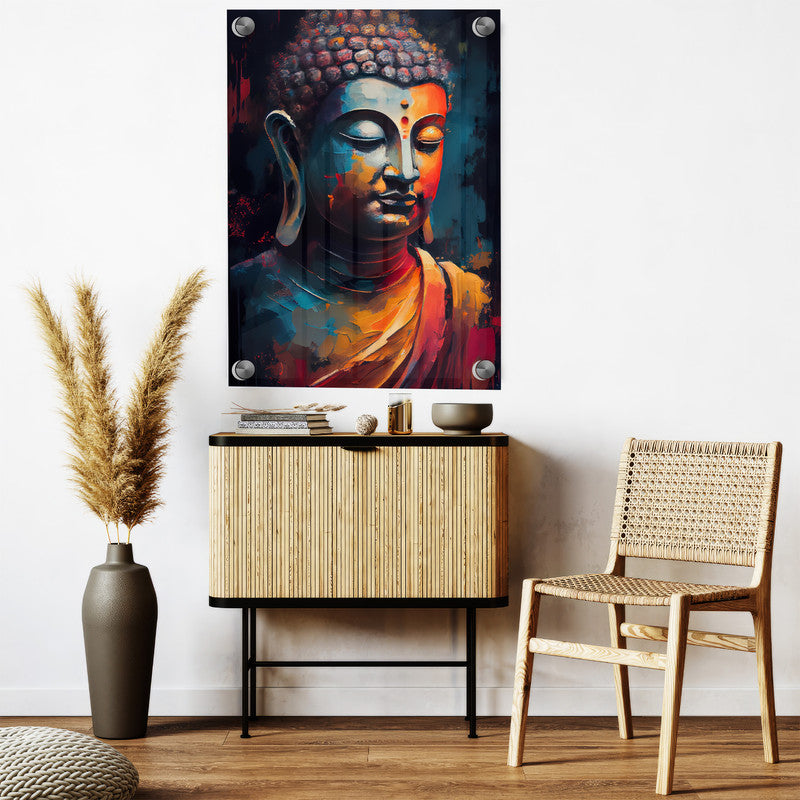 LuxuryStroke's Buddha Watercolor Painting, Buddha Face Acrylic Paintingand Buddha Face Painting - Contemporary Buddha Painting