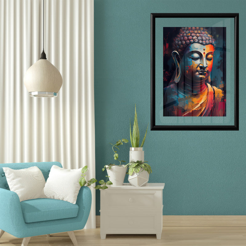 LuxuryStroke's Buddha Watercolor Painting, Buddha Face Acrylic Paintingand Buddha Face Painting - Contemporary Buddha Painting