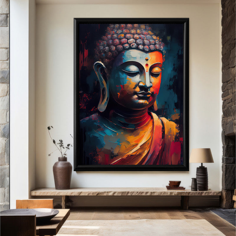 LuxuryStroke's Buddha Watercolor Painting, Buddha Face Acrylic Paintingand Buddha Face Painting - Contemporary Buddha Painting