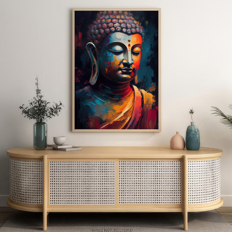 LuxuryStroke's Buddha Watercolor Painting, Buddha Face Acrylic Paintingand Buddha Face Painting - Contemporary Buddha Painting