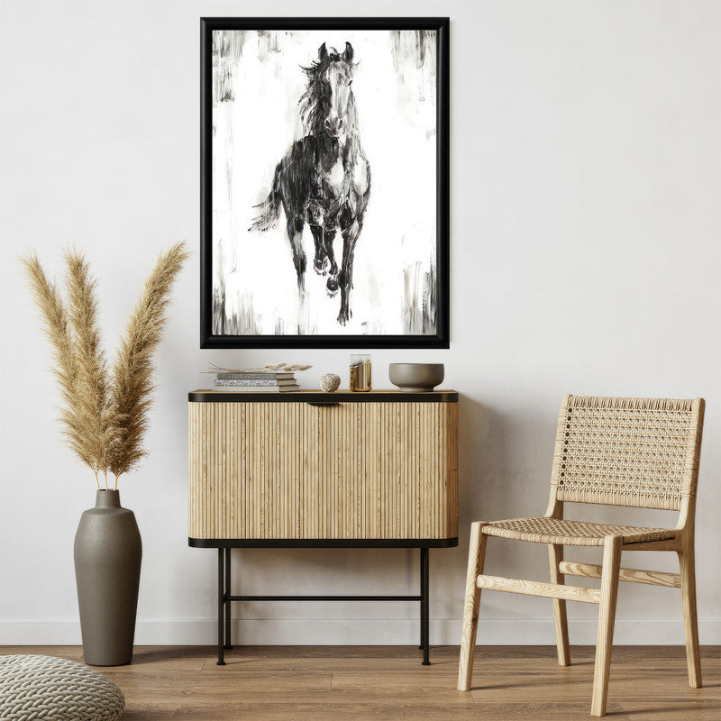 LuxuryStroke's White Horse Art Painting, Horse White Art Paintingand Abstract Animal Paintings - Monochrome Majesty: Captivating Horse In Wildlife Art