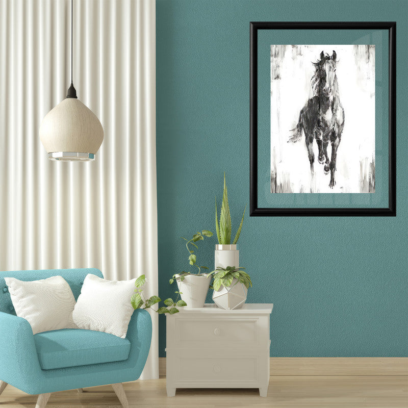 LuxuryStroke's White Horse Art Painting, Horse White Art Paintingand Abstract Animal Paintings - Monochrome Majesty: Captivating Horse In Wildlife Art
