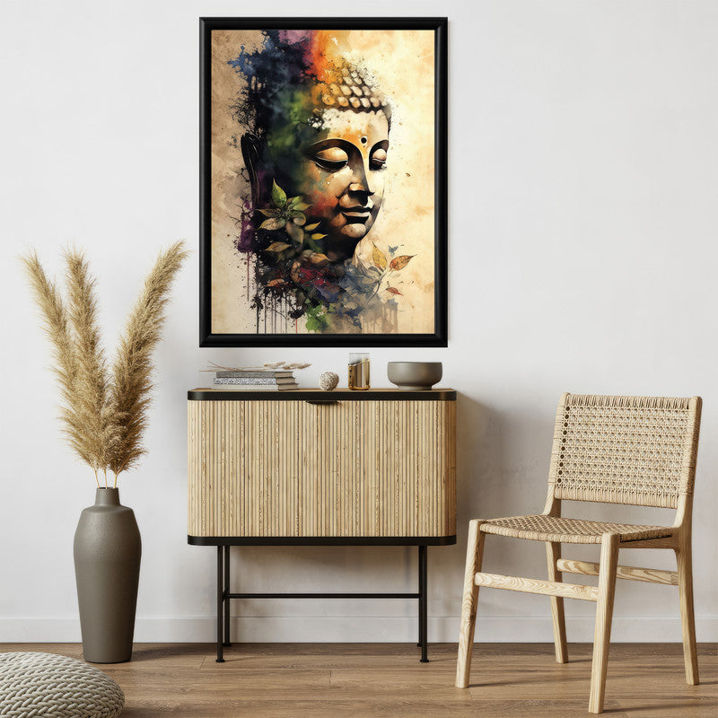 LuxuryStroke's Buddha Face Acrylic Painting, Buddha Face Paintingand Buddha Face Acrylic Painting - Contemporary Watercolour Buddha Painting