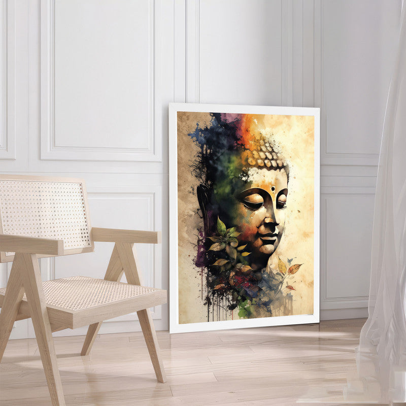 LuxuryStroke's Buddha Face Acrylic Painting, Buddha Face Paintingand Buddha Face Acrylic Painting - Contemporary Watercolour Buddha Painting