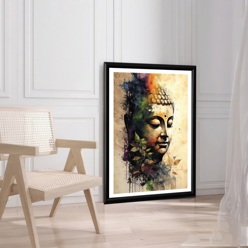LuxuryStroke's Buddha Face Acrylic Painting, Buddha Face Paintingand Buddha Face Acrylic Painting - Contemporary Watercolour Buddha Painting
