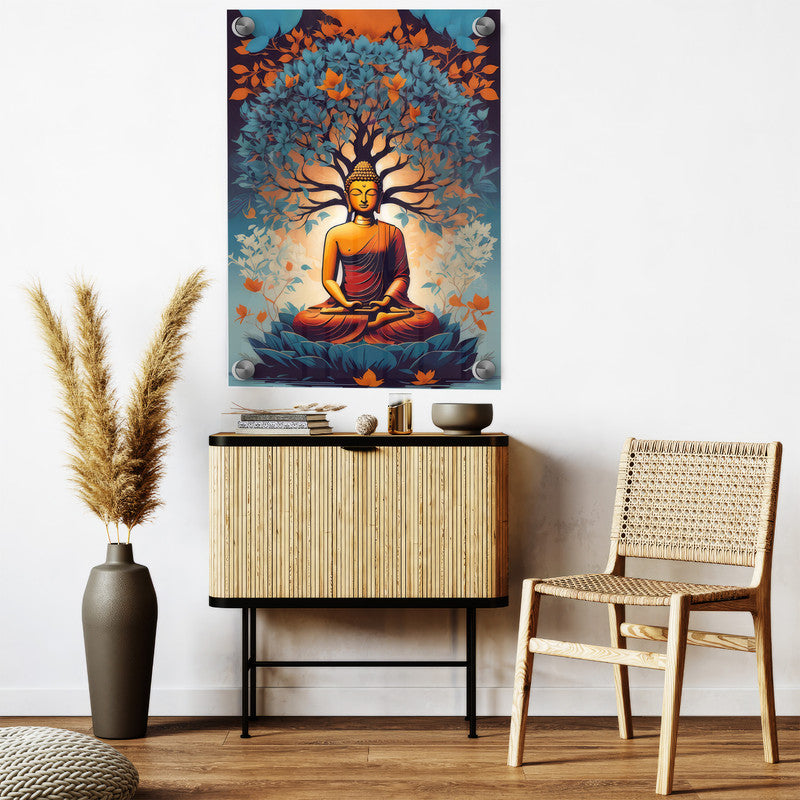 LuxuryStroke's Meditating Buddha Painting, Buddha Acrylic Paintingand Buddha Canvas Acrylic Painting - Contemporary Shakyamuni Buddha Painting