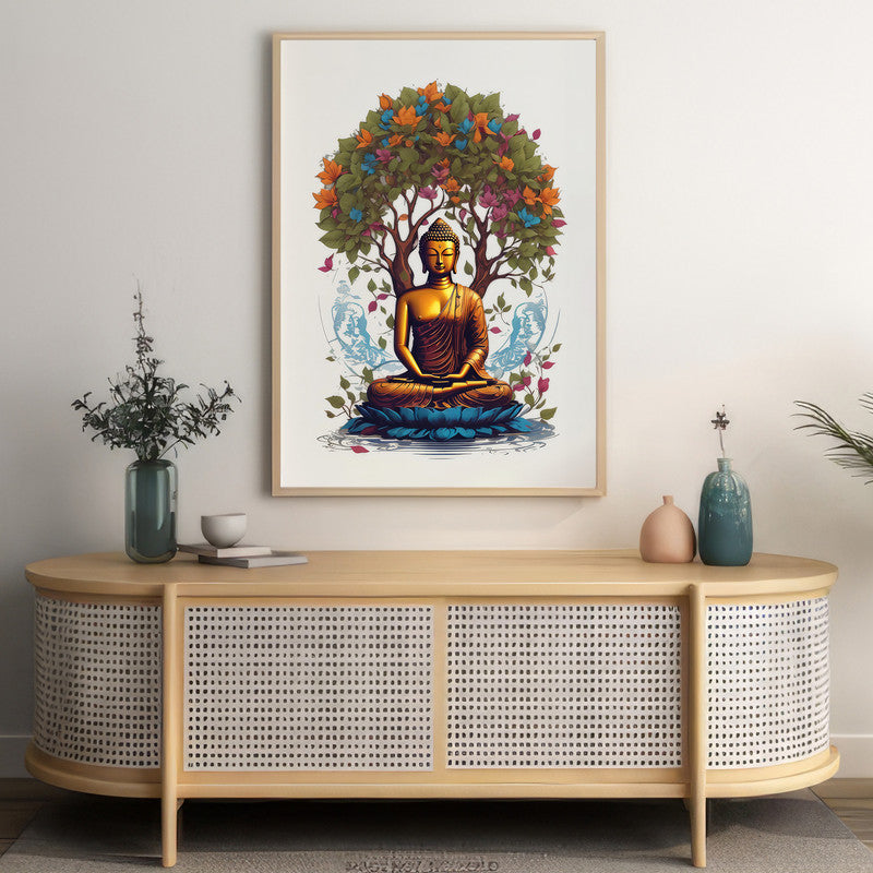 LuxuryStroke's Meditating Buddha Painting, Buddha Acrylic Paintingand Buddha Abstract Art - Contemporary Shakyamuni Buddha Painting