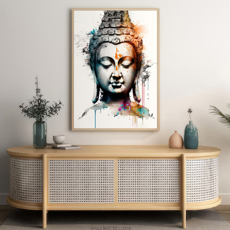 LuxuryStroke's Buddha Face Painting, Buddha Face Acrylic Paintingand Buddha Abstract Art - Contemporary Watercolour Buddha Painting