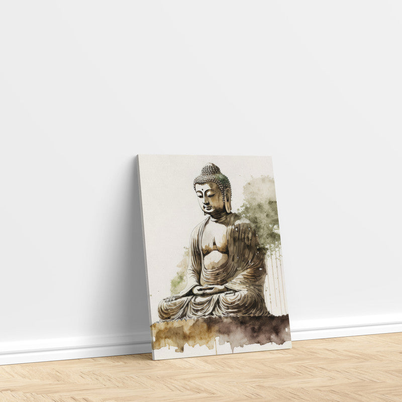 LuxuryStroke's Meditating Buddha Painting, Buddha Abstract Paintingand Buddha Paintings For Living Room - Contemporary Watercolour Buddha Painting