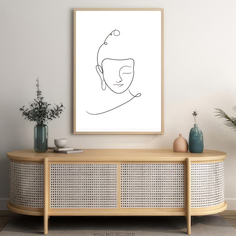 LuxuryStroke's Black And White Buddha Painting, Buddha Line Art Paintingand Buddha Face Painting - Contemporary Lineart Buddha Painting