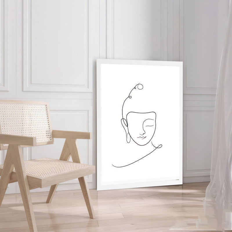 LuxuryStroke's Black And White Buddha Painting, Buddha Line Art Paintingand Buddha Face Painting - Contemporary Lineart Buddha Painting