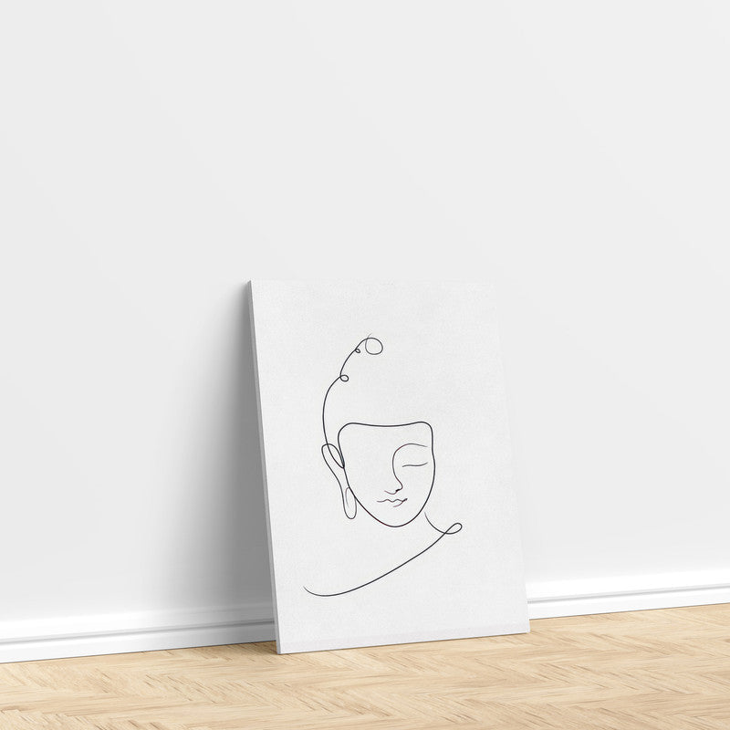 LuxuryStroke's Black And White Buddha Painting, Buddha Line Art Paintingand Buddha Face Painting - Contemporary Lineart Buddha Painting