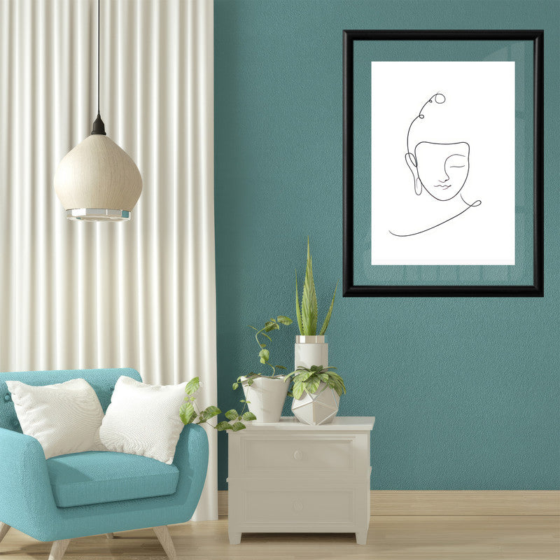 LuxuryStroke's Black And White Buddha Painting, Buddha Line Art Paintingand Buddha Face Painting - Contemporary Lineart Buddha Painting