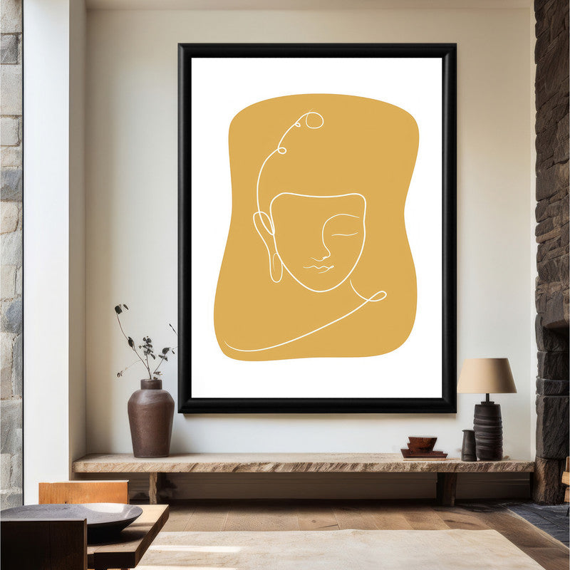 LuxuryStroke's Buddha Line Art Painting, Buddha Face Paintingand Abstract Buddha Painting - Contemporary Lineart Buddha Painting