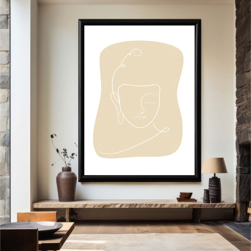 LuxuryStroke's Buddha Line Art Painting, Buddha Face Paintingand Abstract Buddha Painting - Contemporary Lineart Buddha Painting