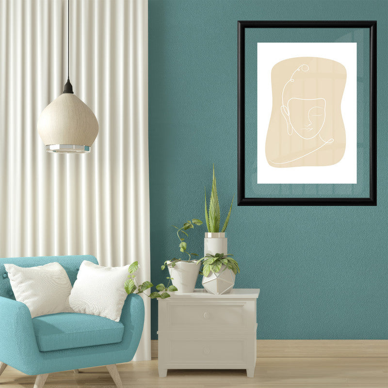 LuxuryStroke's Buddha Line Art Painting, Buddha Face Paintingand Abstract Buddha Painting - Contemporary Lineart Buddha Painting